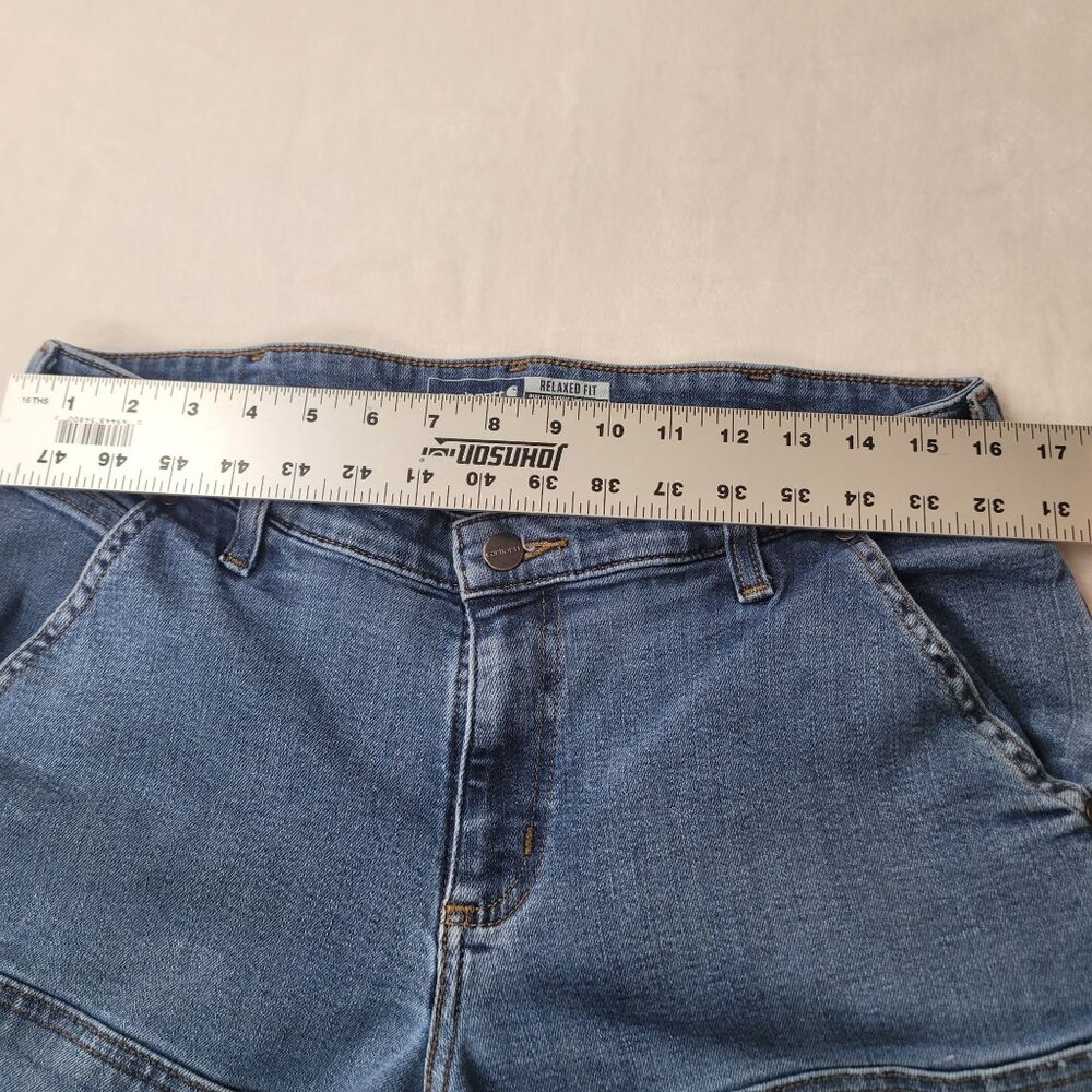 Carhartt Women's Double Knee Relaxed Fit Blue Denim Jeans Size 12 Regular - Picture 6 of 15